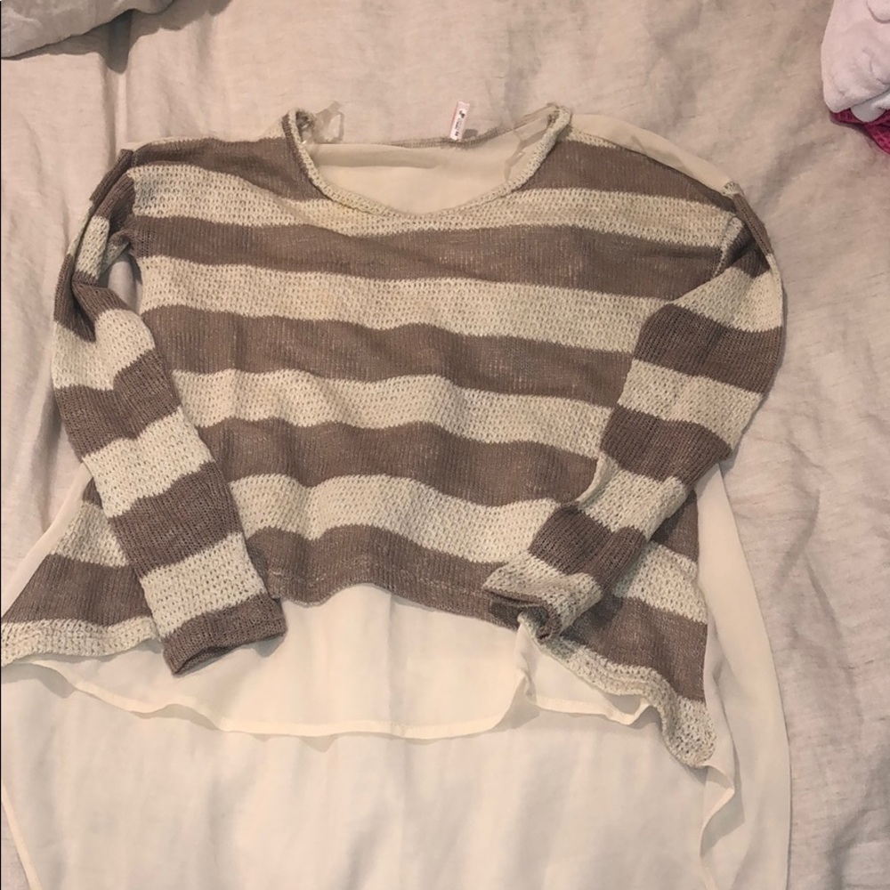 Striped sweater with sheer back